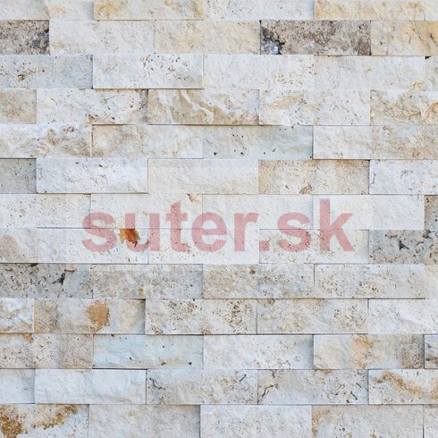 Travertín BS22 kamenný tehličkový obklad, hrúbka 1,7 cm, výška 5 cm, dĺžka 15 cm