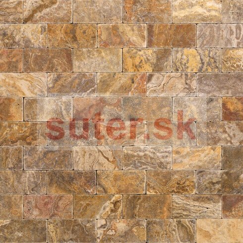 Travertín WAVE Antik ATR98 kamenný tehličkový obklad, hrúbka 1 cm, výška 7,62 cm, dĺžka 15,25 cm